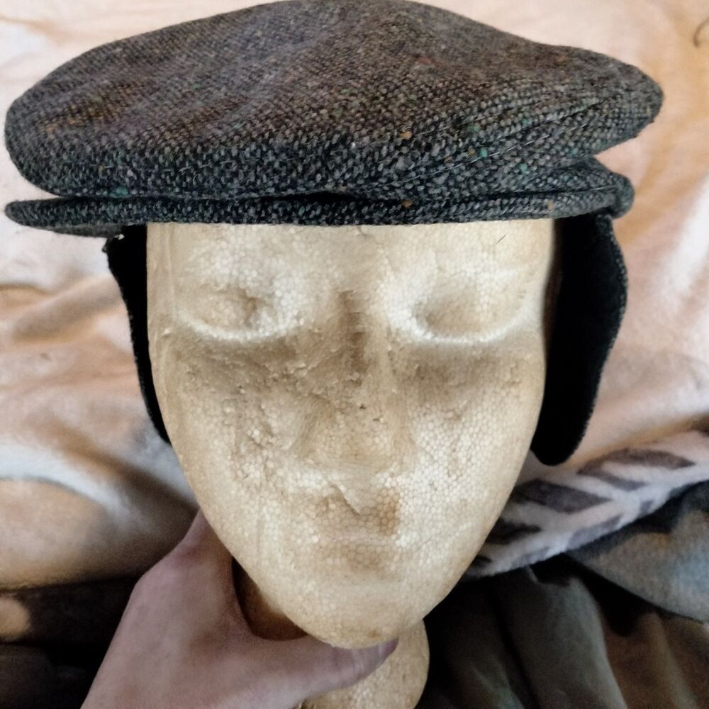 🐰Vintage Wool Totes Snap Bill Newsboy Hat Small Dark Grey/ Speckles